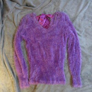3 for $40 womens room mates furry fuzzy fluffy purple sweater size MEDIUM (CL23)